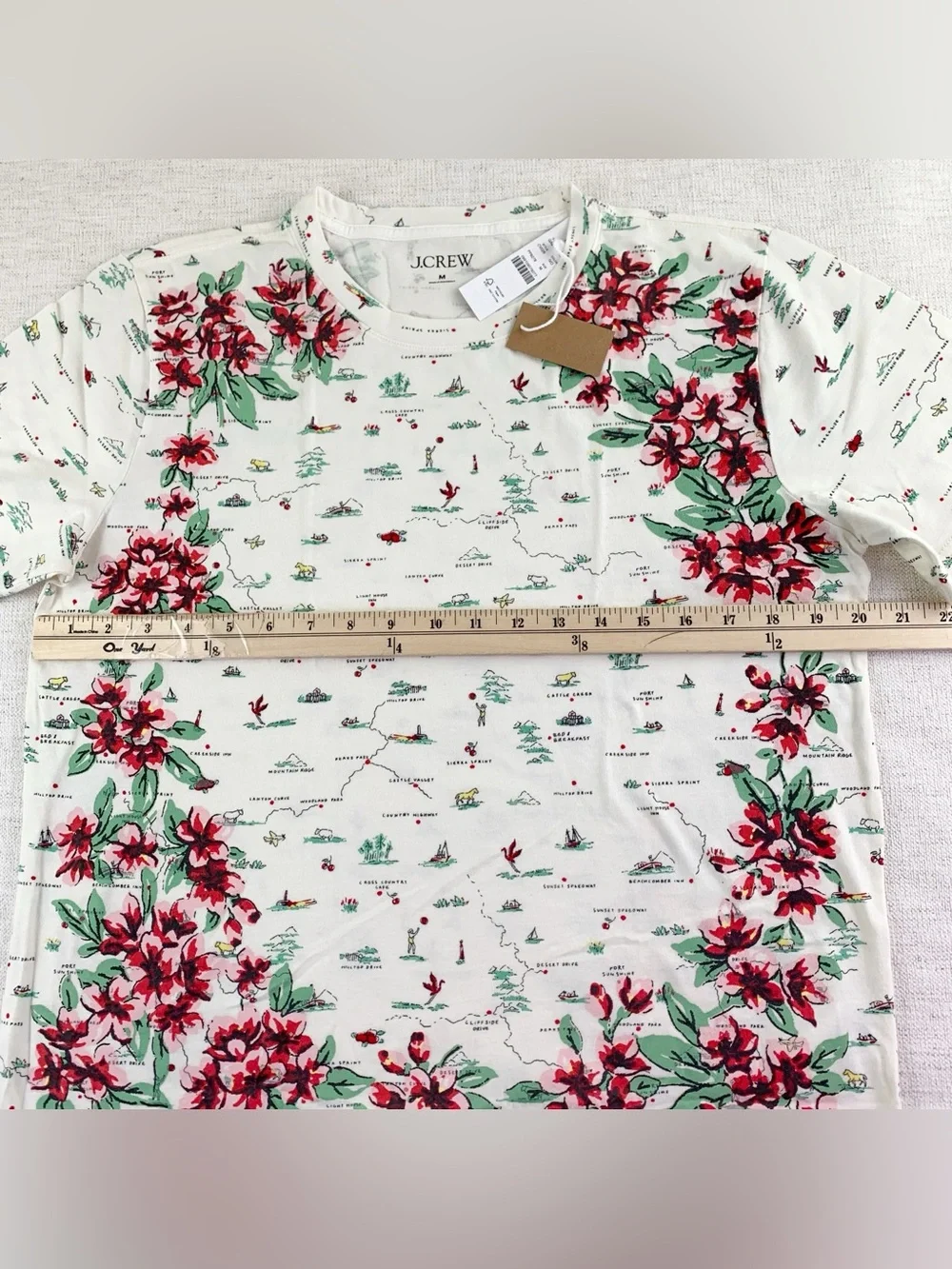 J Crew New Broken-in jersey relaxed-fit map graphic T-shirt short sleeve floral